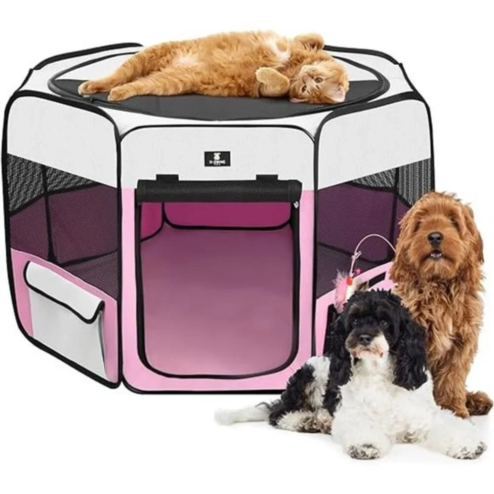 Dog Playpen Portable Pet Play Pens for Puppies, Cat, Rabbit, Chicks, Foldable